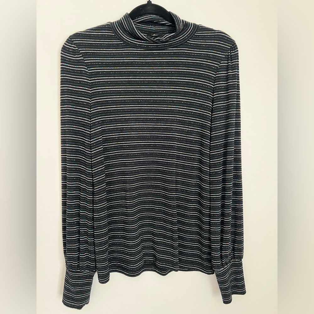 J. Crew Multicolor Striped Shimmer Turtleneck